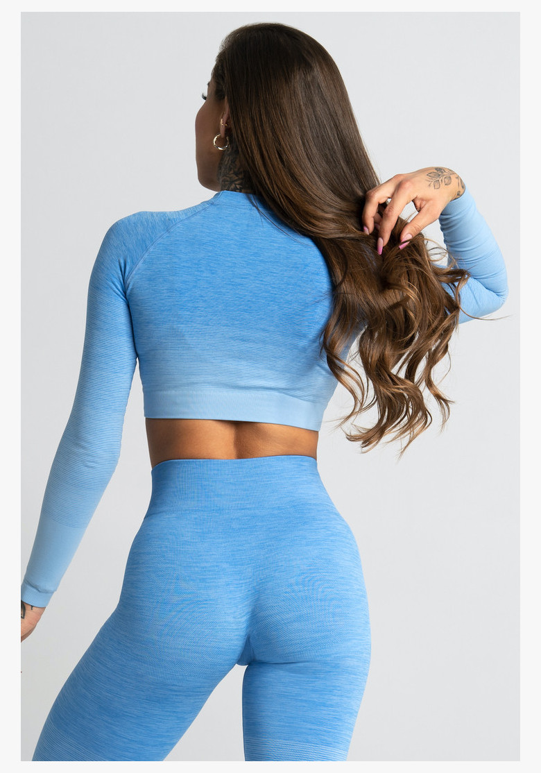 Crop top with long sleeves BLUE OMBRE... Crop top with long sleeves BLUE OMBRE...