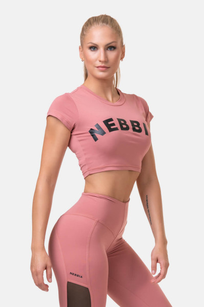 NEBBIA Sporty HERO crop top with short sleeves pink