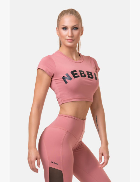 NEBBIA Sporty HERO crop top with short sleeves pink
