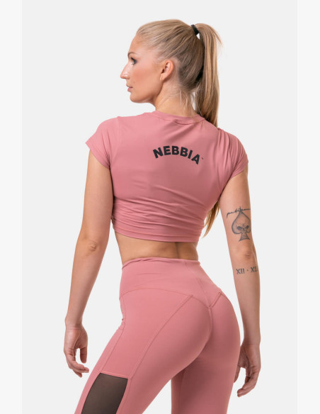 NEBBIA Sporty HERO crop top with short sleeves pink