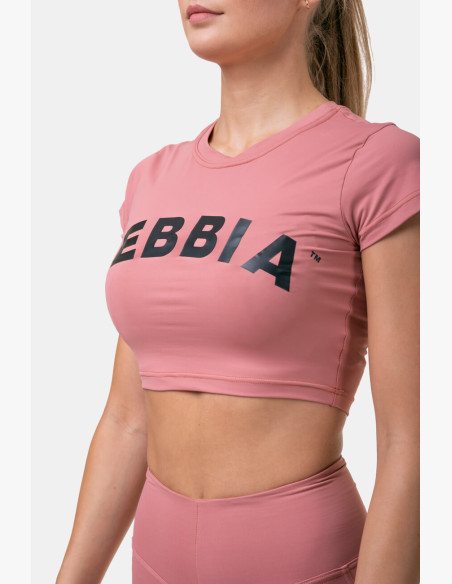 NEBBIA Sporty HERO crop top with short sleeves pink