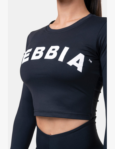 NEBBIA Sporty HERO crop top with long sleeves black