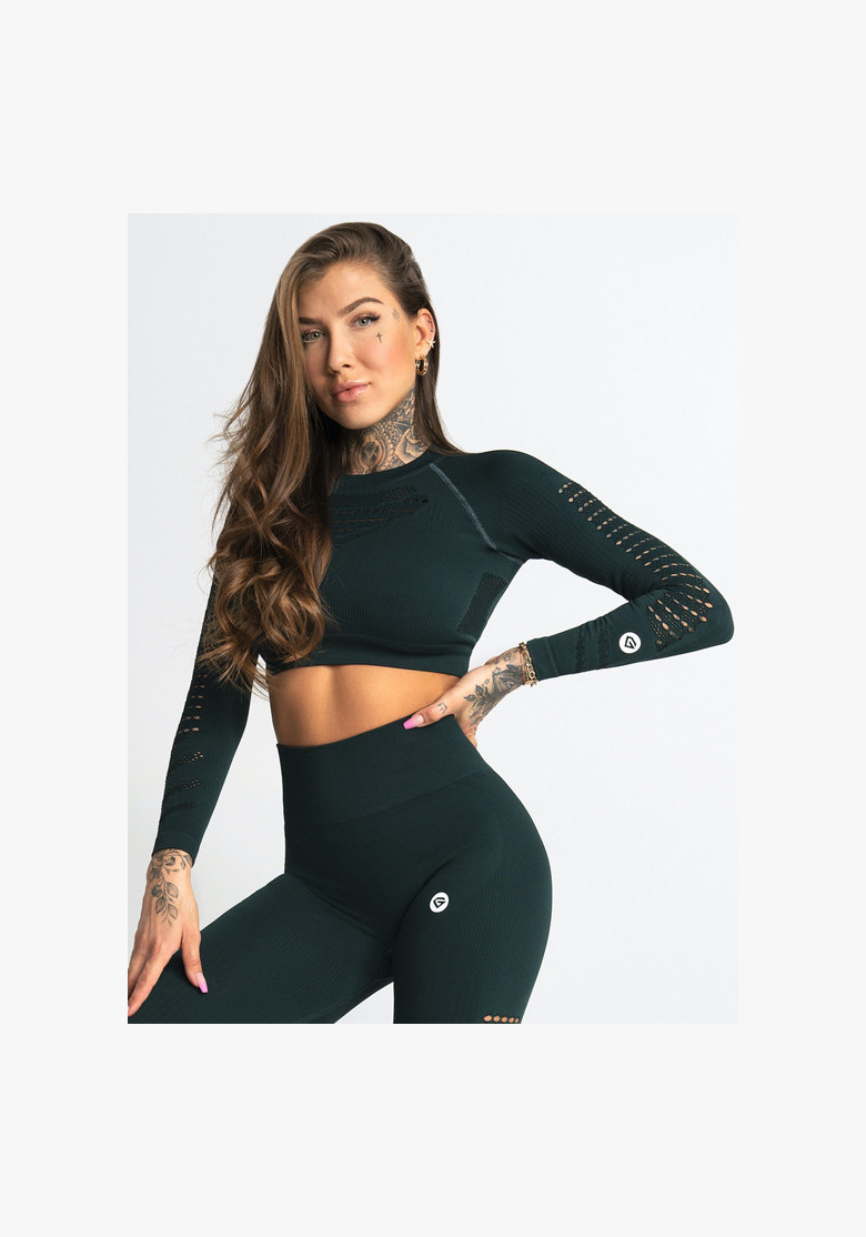 Crop top s dlhým rukávom Evergreen - Gym Glamour