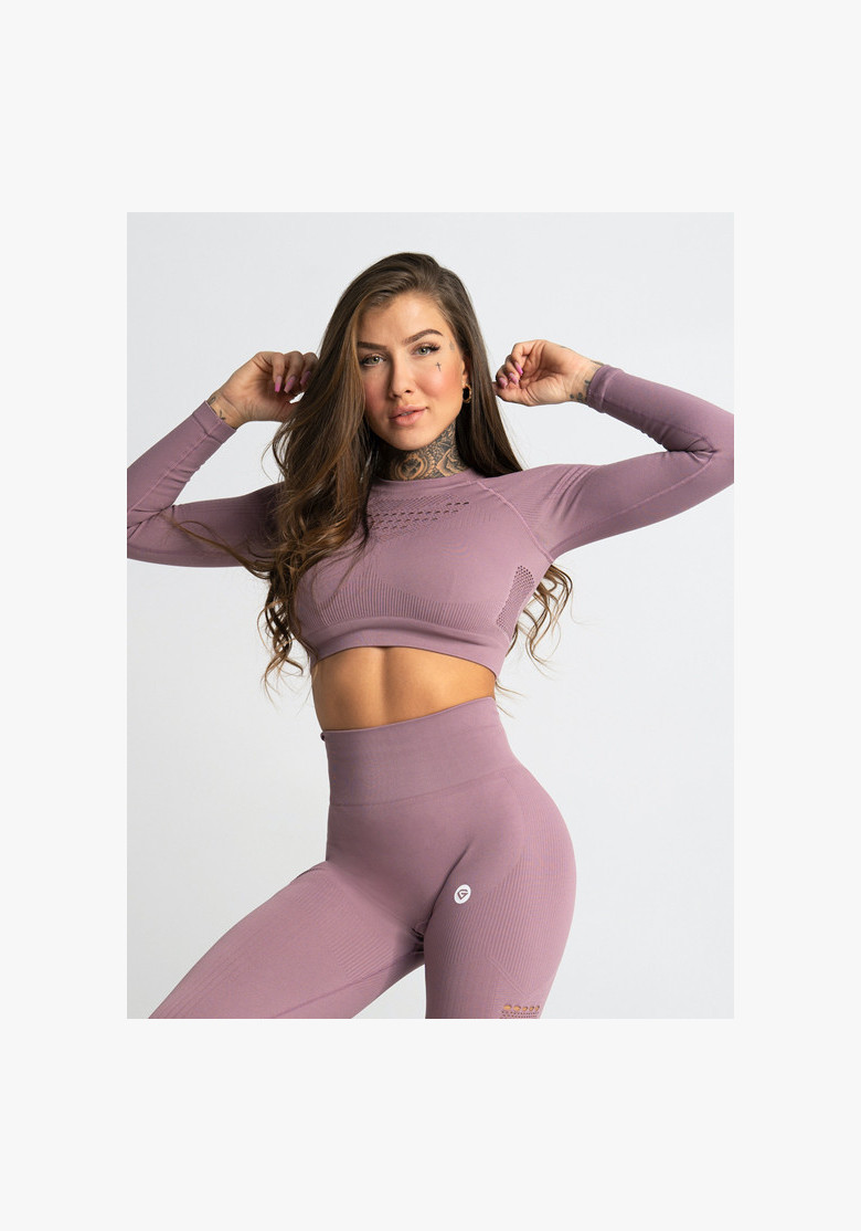 Crop top s dlhým rukávom Wild Rose - Gym Glamour