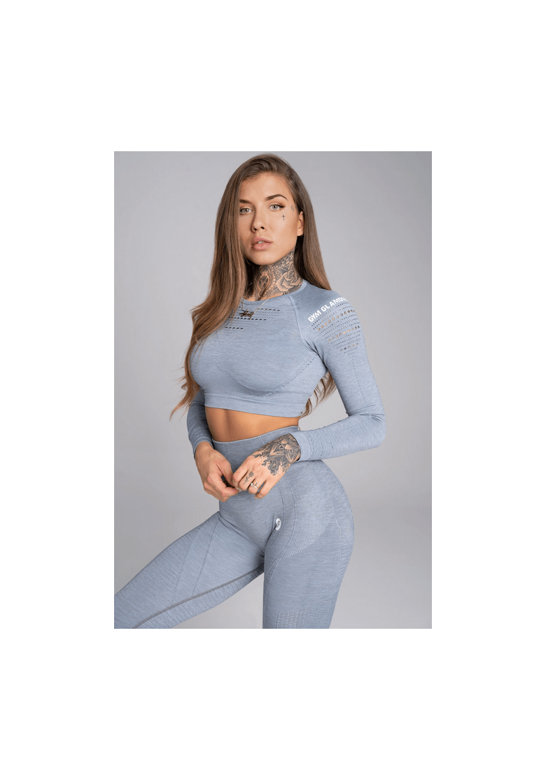 Crop-Top Gym Glamour Steel Melange