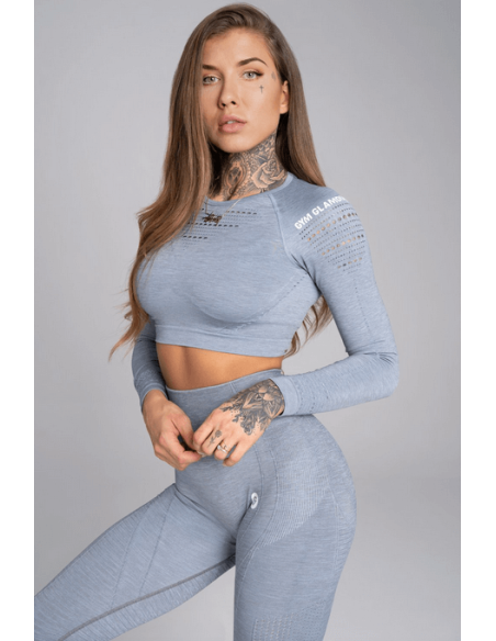 Crop-Top Gym Glamor Steel Melange