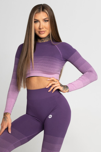 Crop-Top Long Sleeve Gym Glamour Violet Ombre