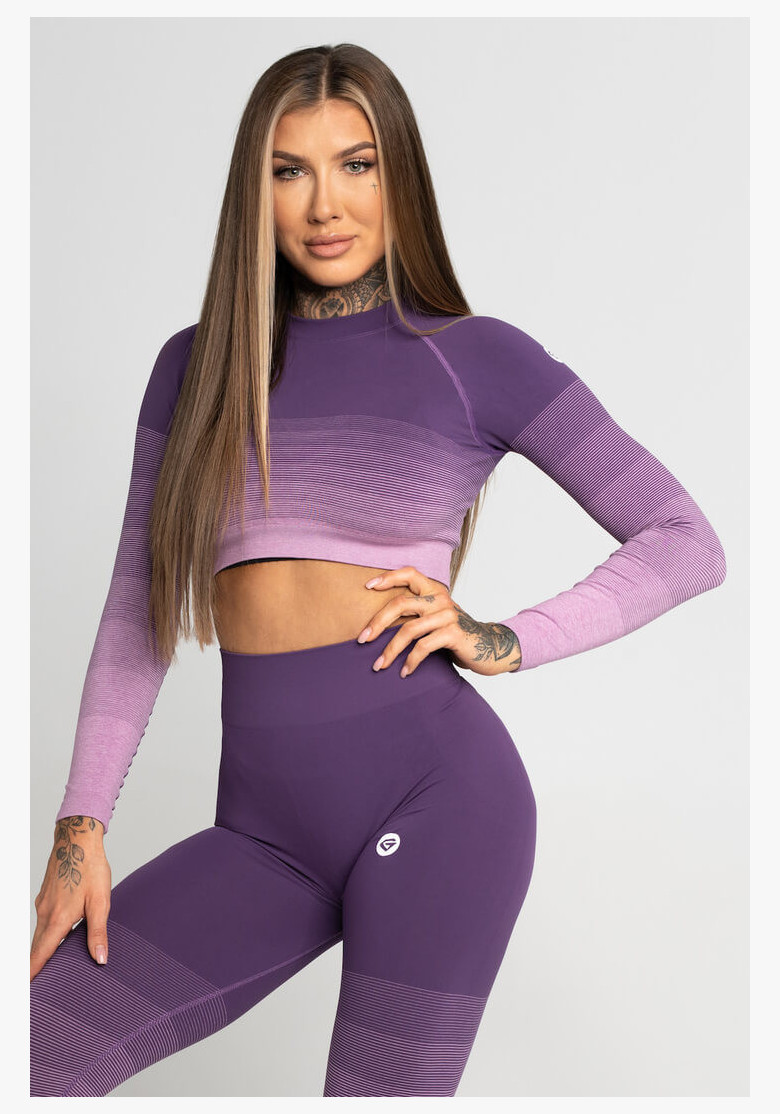 Crop-Top s dlhým rukávom Gym Glamour Violet Ombre