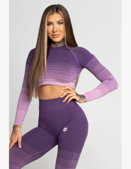 Crop-Top Long Sleeve Gym Glamour Violet Ombre