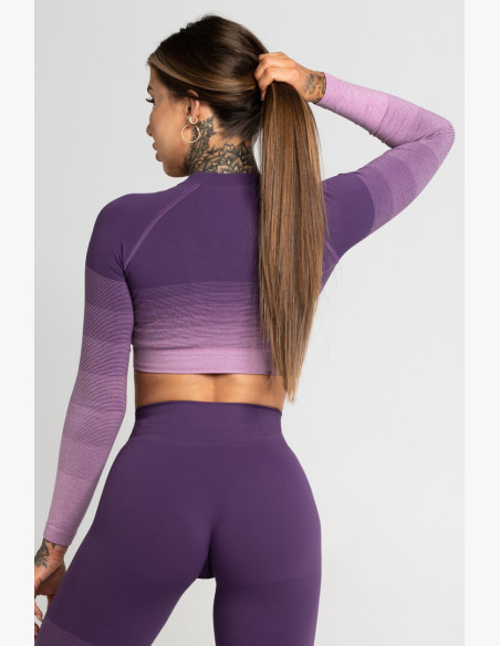 Crop-Top Long Sleeve Gym Glamour Violet Ombre
