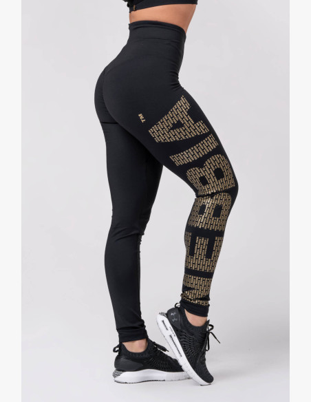 NEBBIA Gold Print Leggings Black