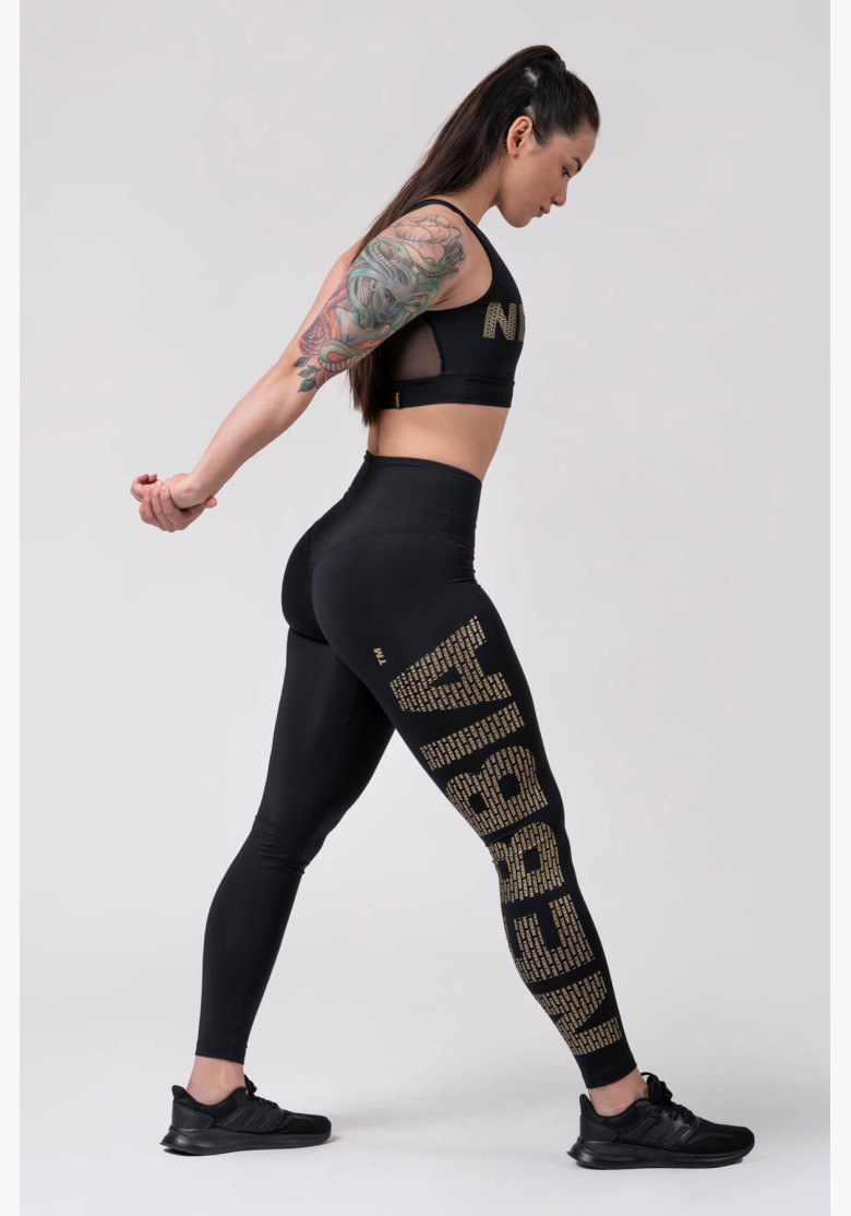 NEBBIA Gold Print Leggings Black