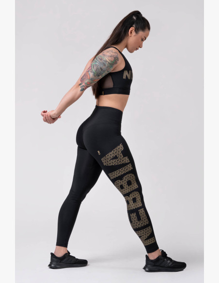 NEBBIA Gold Print Leggings Black