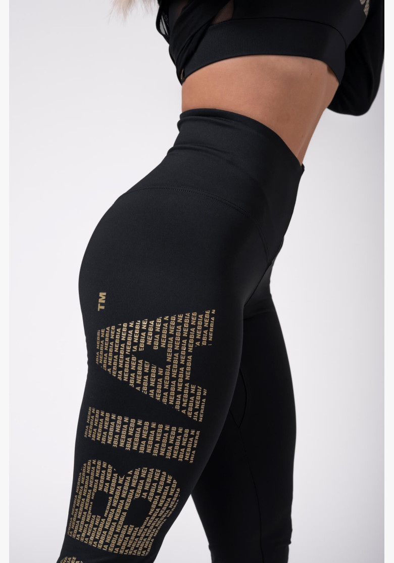NEBBIA Gold Print Leggings Black