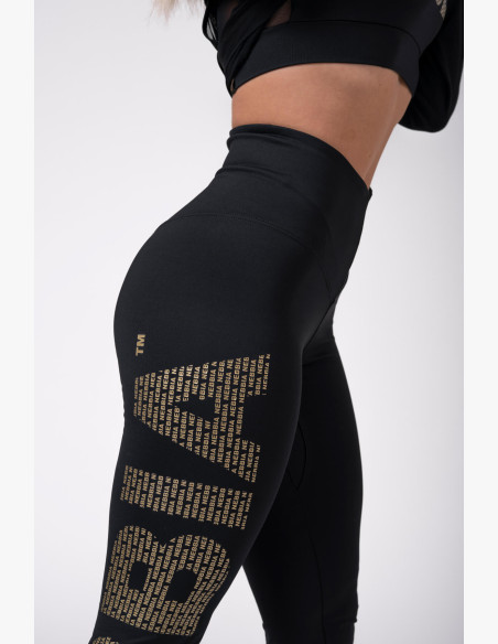NEBBIA Gold Print Leggings Black