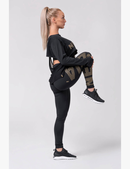 NEBBIA Gold Print Leggings Black