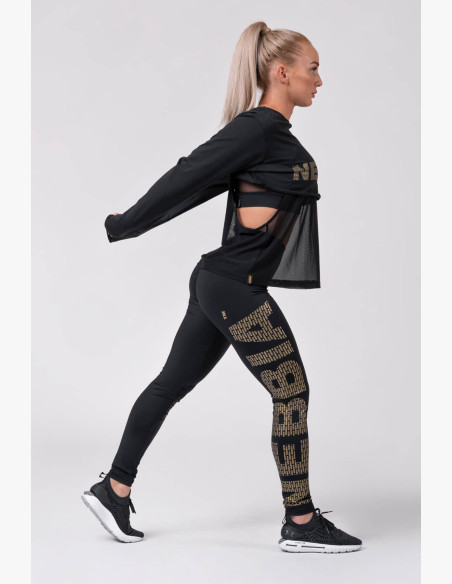 NEBBIA Gold Print Leggings Black