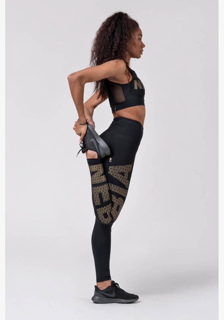 NEBBIA Gold Print Leggings Black