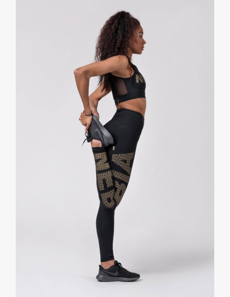 NEBBIA Gold Print Leggings Black