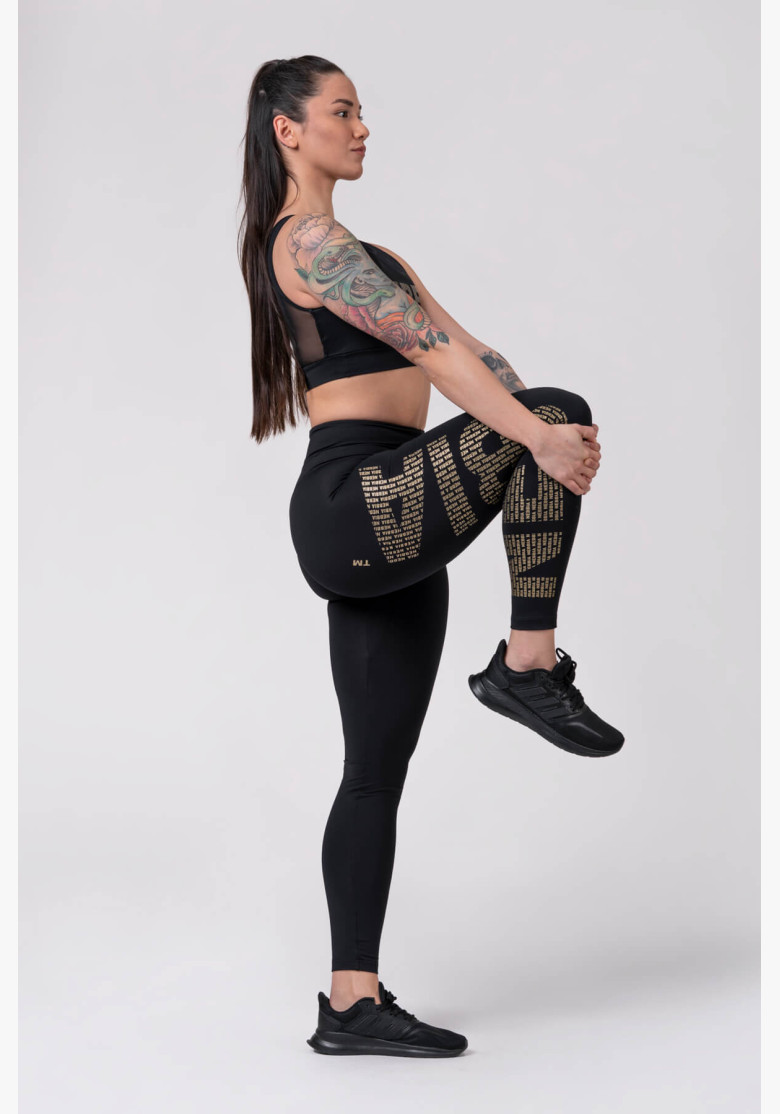 NEBBIA Gold Print Leggings Black