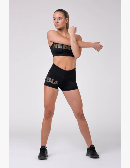 NEBBIA Gold Print Shorts Black