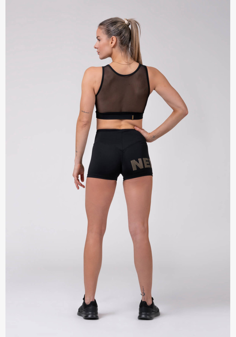 NEBBIA Gold Print Shorts Black