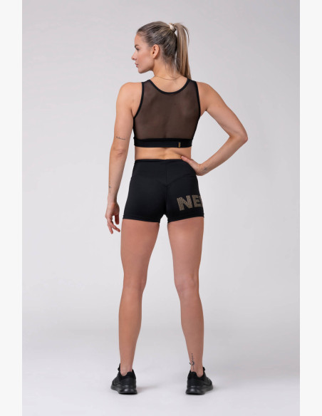 NEBBIA Gold Print Shorts Black