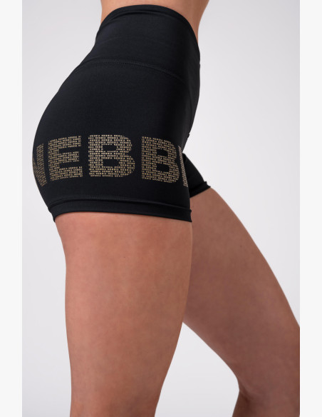 NEBBIA Gold Print Shorts Black