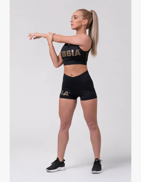 NEBBIA Gold Print Shorts Black