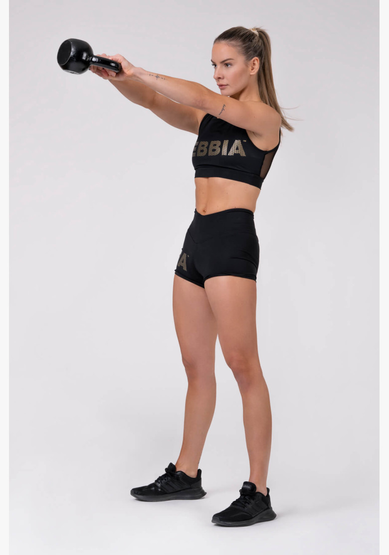 NEBBIA Gold Print Shorts Black