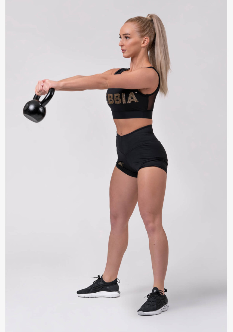 NEBBIA Gold Print Shorts Black