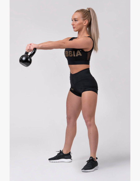 NEBBIA Gold Print Shorts Black