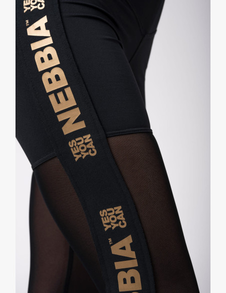 NEBBIA Gold Mesh Leggings Black