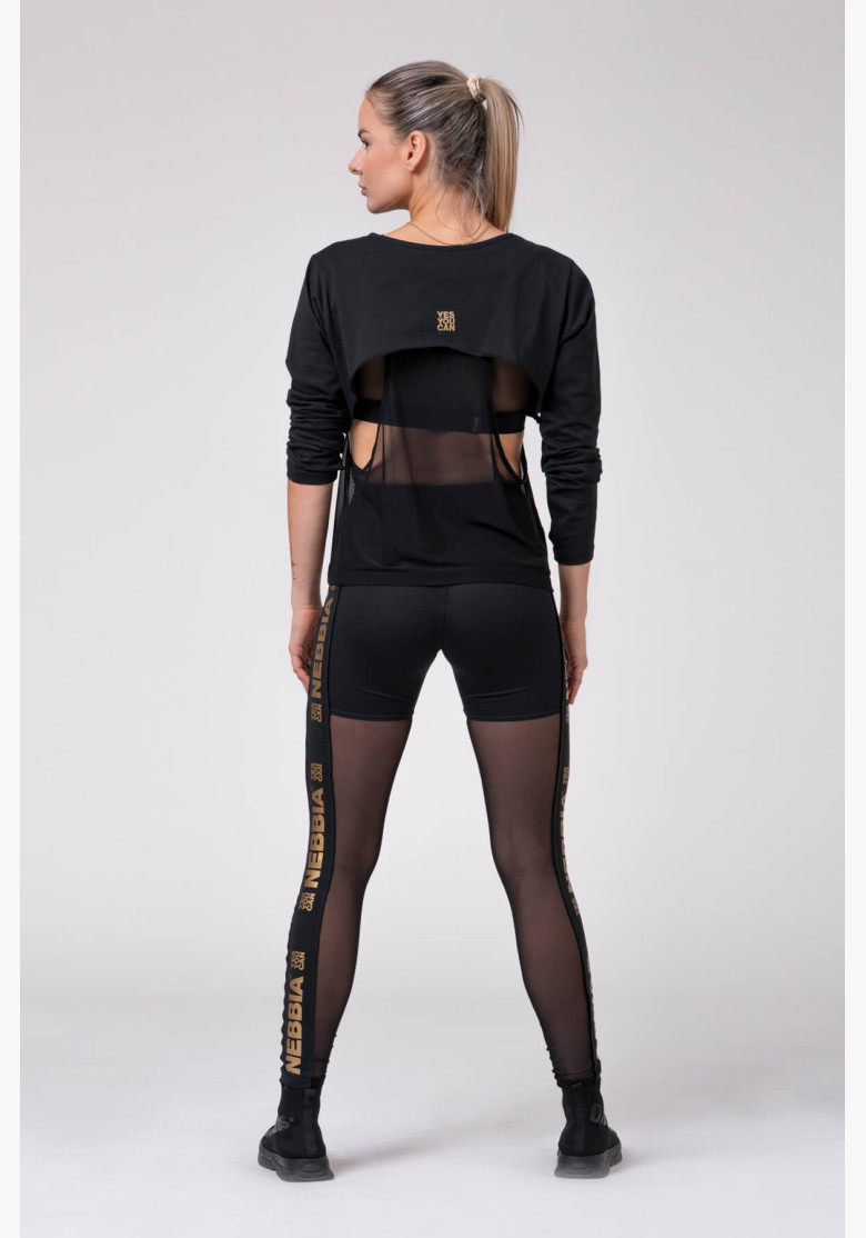 NEBBIA Gold Mesh Leggings Black