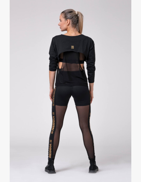 NEBBIA Gold Mesh Leggings Black