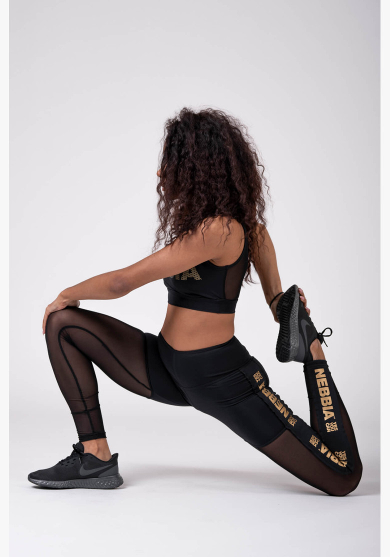 NEBBIA Gold Mesh Leggings Black
