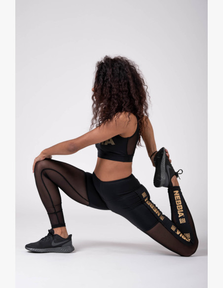 NEBBIA Gold Mesh Leggings Black
