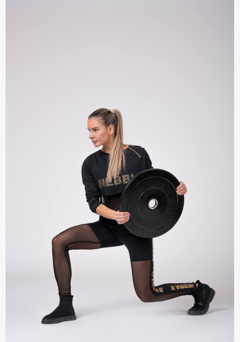 NEBBIA Gold Mesh Leggings Black