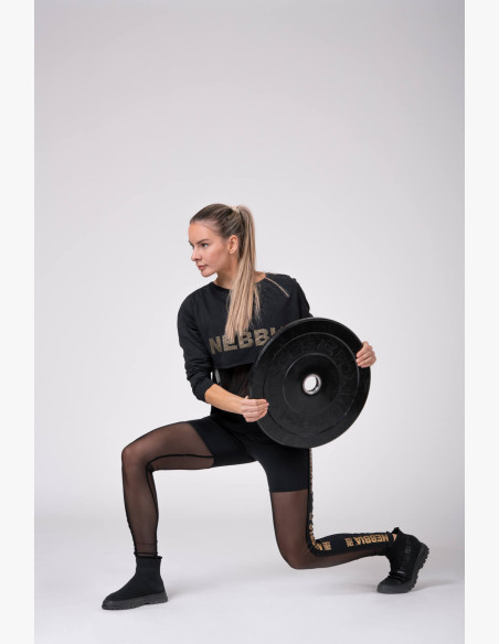 NEBBIA Gold Mesh Leggings Black