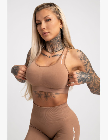 Fitness bra Gym Glamour Compress Cappucino