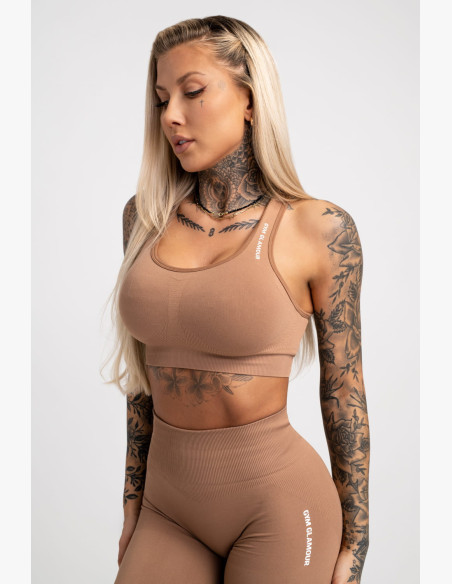 Fitness bra Gym Glamour Compress Cappucino