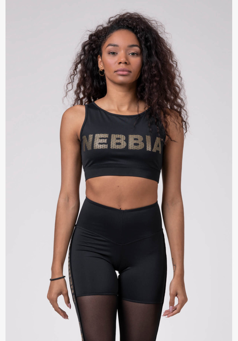 NEBBIA Gold Mesh mini top čierna