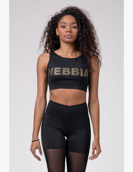 NEBBIA Gold Mesh mini top black