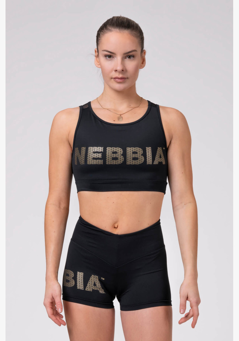 NEBBIA Gold Mesh mini top black