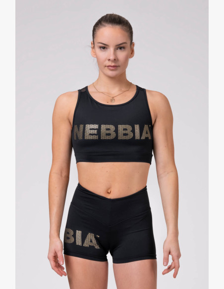 NEBBIA Gold Mesh mini top black
