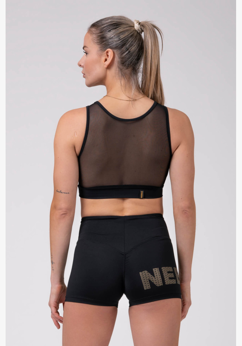NEBBIA Gold Mesh mini top black
