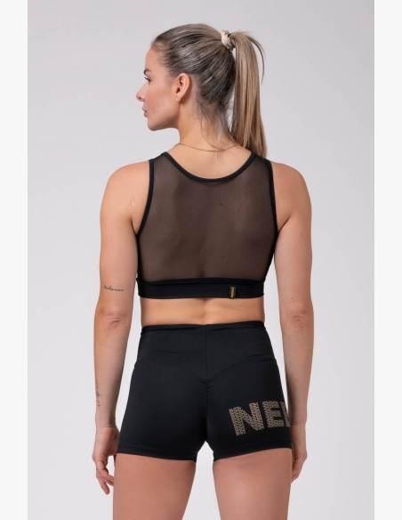 NEBBIA Gold Mesh mini top black