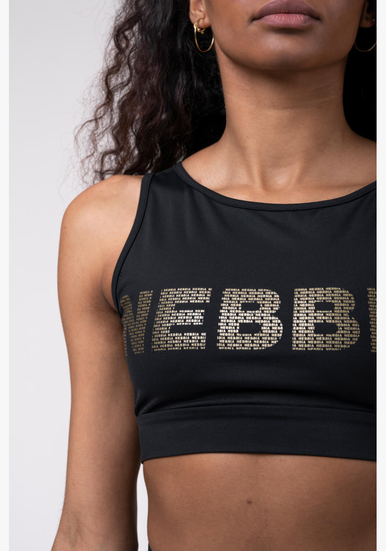 NEBBIA Gold Mesh mini top black