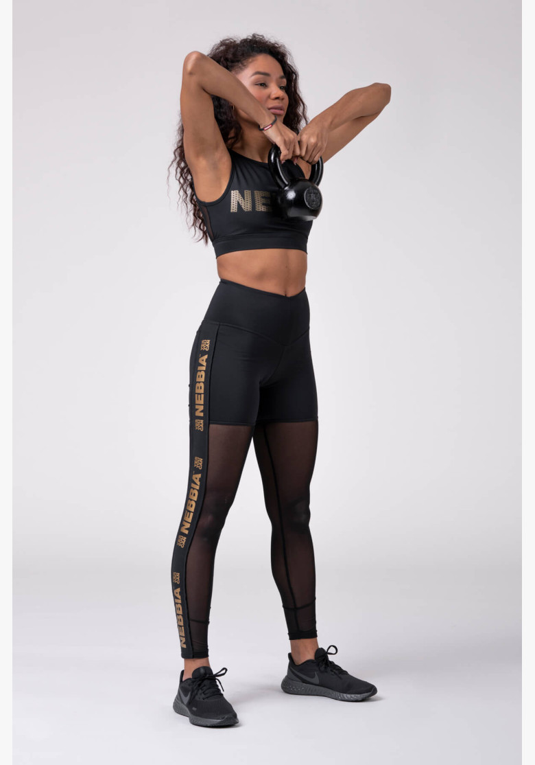 NEBBIA Gold Mesh mini top black