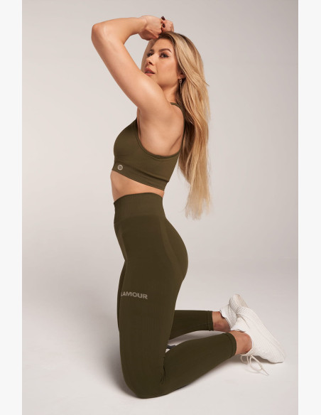 Gym Glamour Push Up Leggings Khaki
